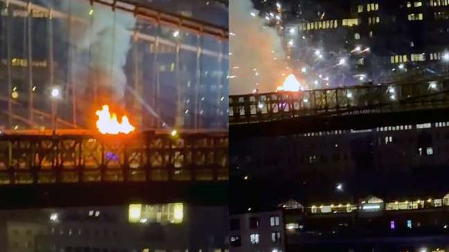 Incêndio atinge Ponte do Brooklyn durante queima de fogos de 4 de julho em Nova York