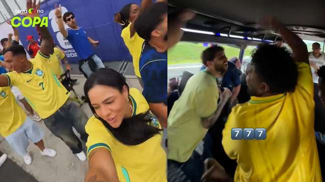 Familiares e amigos de Vini Jr. fazem festa a caminho do estádio para Brasil x Noruega