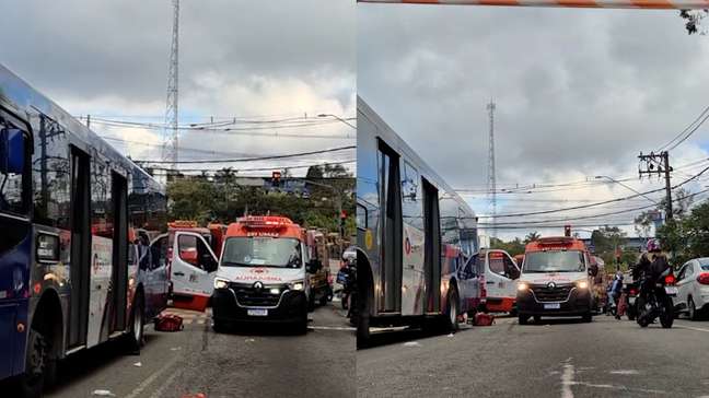 Mulher fica presa sob ônibus após ser atropelada em São Bernardo do Campo