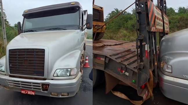 Caminhoneiro escapa por pouco de ser esmagado entre veículos em Mato Grosso; veja