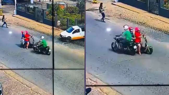 Câmera registra motociclistas escapando de acidente por centímetros no interior de Minas Gerais