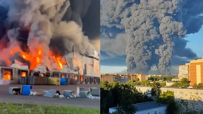 Vídeo mostra desabamento de centro logístico em gigantesco ataque de drones da Ucrânia contra a Rússia