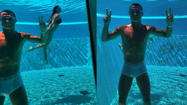 Cristiano Ronaldo curte piscina gigante com esposa após eliminação na Copa