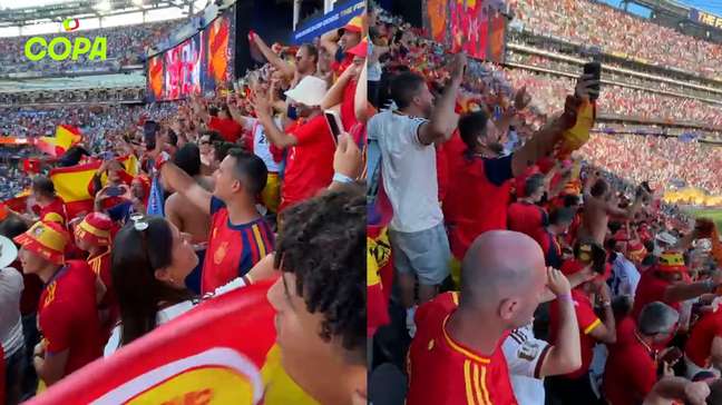 Abraços, emoção: a festa dos torcedores espanhóis no estádio após o título da Copa do Mundo