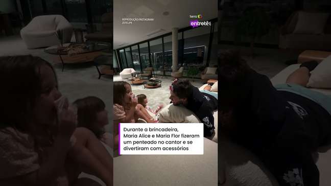 Zé Felipe reencontra filhos e ganha penteado das Marias: "Ficou bom?" #shorts