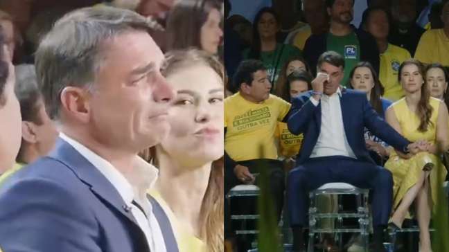 Flávio cai no choro com mensagem de Carlos Bolsonaro durante Convenção do PL: 'Amor fraterno'