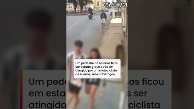 Câmera flagra pedestre sendo atropelado por motociclista sem habilitação em MG #shorts