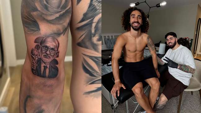 Cucurella cumpre promessa e tatua rosto de treinador da Espanha