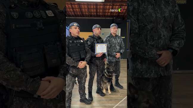 Cadela se aposenta da PM após sete anos de serviço e recebe homenagem: 'Vai descansar' #shorts