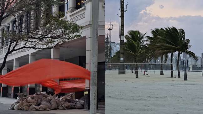 Ventos fortes atingem Santos e Defesa Civil alerta para ressaca e mar agitado
