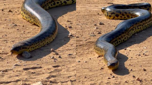 Guia registra sucuri gigante em passeio com turistas no Pantanal