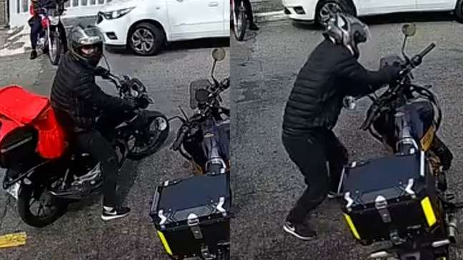 Vídeo mostra homem com bag de entregador furtando painel de moto em segundos em SP