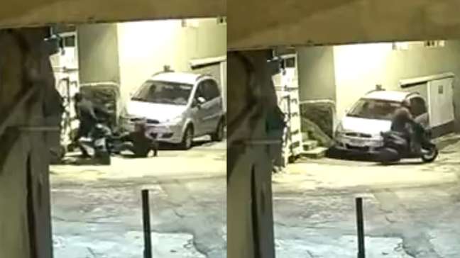 Câmera registra dupla furtando motocicleta em menos de um minuto em São Paulo