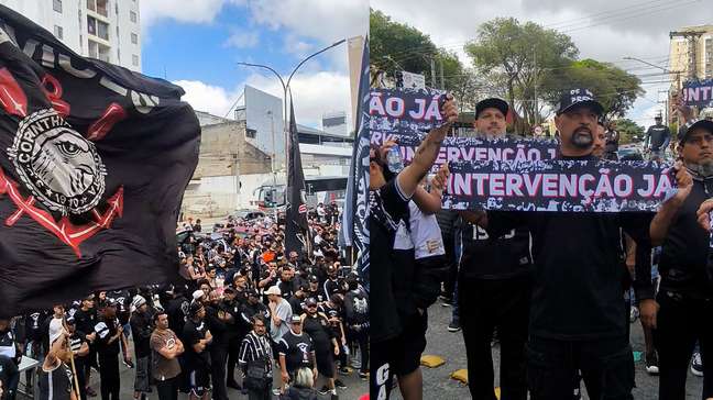 Torcida do Corinthians pede intervenção judicial durante protesto no Parque São Jorge