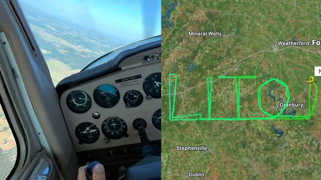 Piloto brasileiro homenageia Lito Sousa ao desenhar seu nome no céu dos EUA