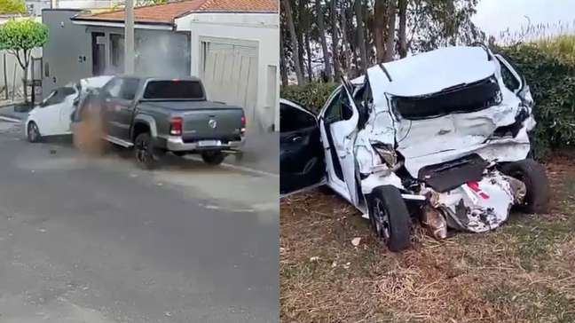 Caminhonete em alta velocidade atinge carro estacionado após desavença em SP