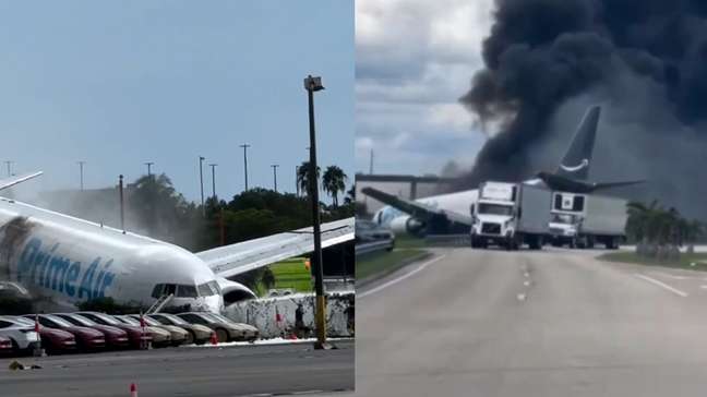 Avião cargueiro da Amazon cai perto do aeroporto de Miami