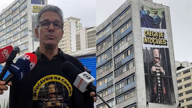 Painel com 'Chega de intocáveis' é exibido em prédio de São Paulo