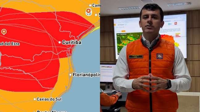 Região Sul e parte de SP ficam sob alerta vermelho para tempestades por ciclone extratropical