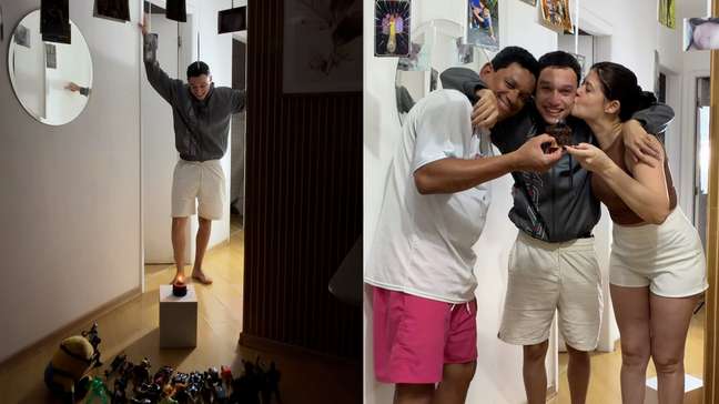Mãe faz surpresa para aniversário de 18 anos do filho com brinquedos e fotos da infância