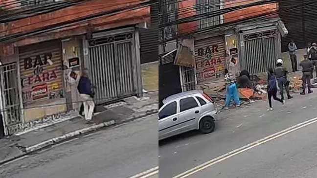 Marquise desaba e mata idoso na Zona Leste de São Paulo; câmera registra queda