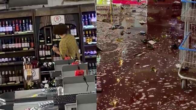 Homem destrói garrafas de vinho e causa prejuízo de mais de R$ 50 mil em supermercado no interior de SP; veja