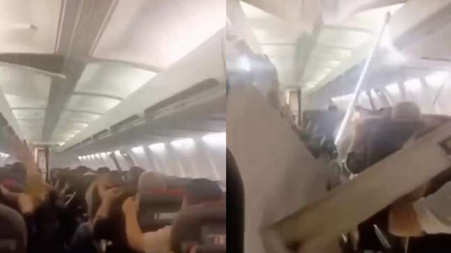 Teto de avião despenca durante voo e causa pânico no Irã