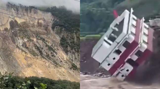 Vídeos mostram montanha desabando ao lado de prédios e casas no Nepal; moradores correm para escapar