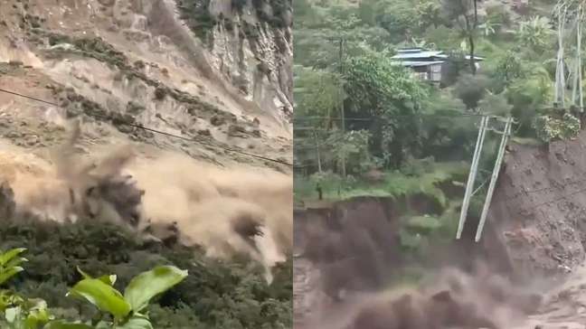 Vídeo mostra momento em que grande deslizamento de terra atinge vilarejo no Nepal