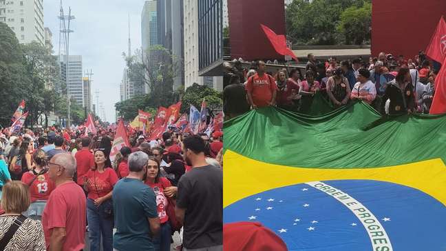 Apoiadores acompanham caminhada de Lula no último ato antes do 1º turno em SP