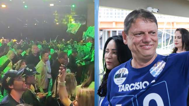 Apoiadores comemoram reeleição de Tarcísio de Freitas em evento em SP