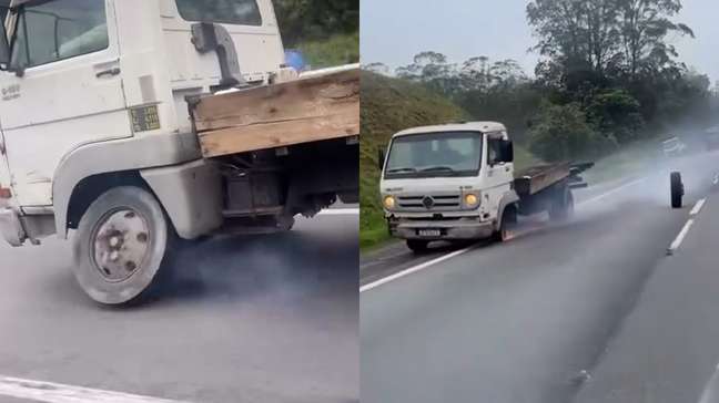 Vídeo mostra roda de caminhão se soltando momentos após alerta em rodovia de SP