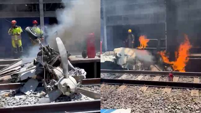 Avião de pequeno porte cai em estação de metrô e piloto morre em BH