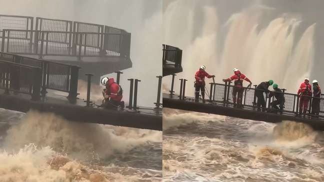 Cataratas do Iguaçu registram vazão dez vezes maior que a média, e passarela permanece interditada