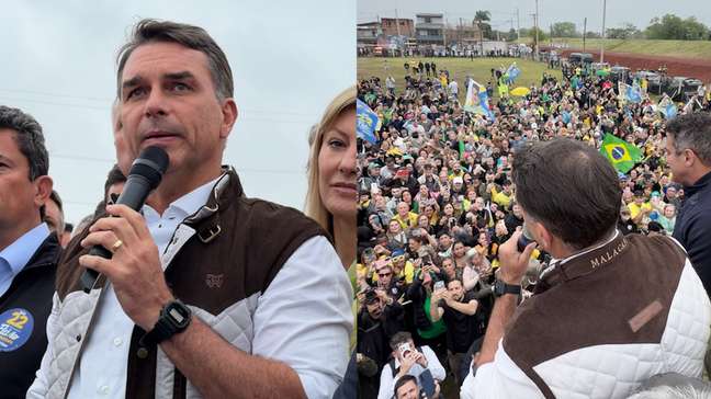 Flávio Bolsonaro faz comício em Porto Alegre e diz que Lula abandonou RS após enchentes em 2024