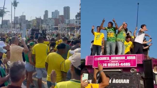Apoiadores de Flávio Bolsonaro se reúnem no Farol da Barra, em Salvador