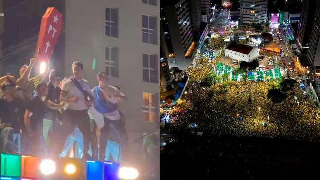 Com ‘caixão do PT’ e Nikolas Ferreira dançando em trio elétrico, manifestantes fazem ato pró-Flávio em Recife
