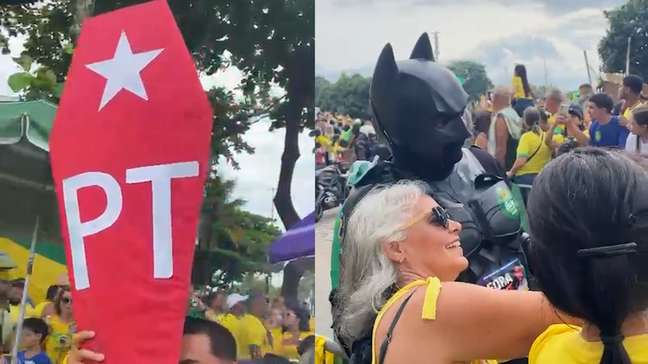 Ato em favor de Flávio Bolsonaro tem 'Caixão do PT' e 'Batman Bolsonarista' no Rio de Janeiro