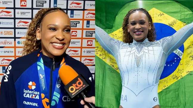 Rebeca Andrade comemora tricampeonato e elogia Simone Biles