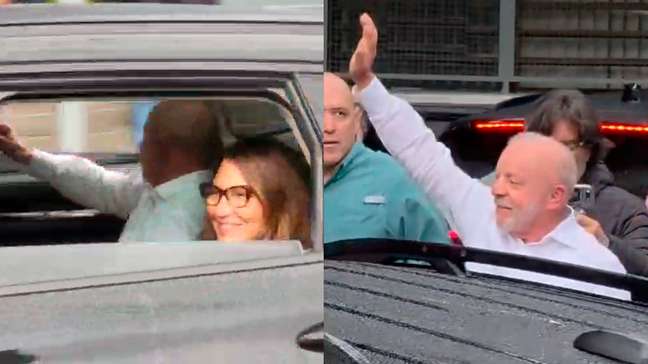 Lula acena para apoiadores ao chegar para votar junto com Janja em São Bernardo do Campo