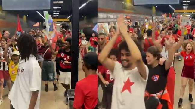 Eleitores de Lula comemoram vitória na Estação Cinelândia, no Rio