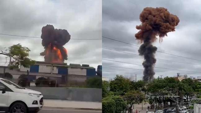 Vídeos mostram enorme coluna de fumaça por explosão na CSN, em Volta Redonda; moradores se assustam
