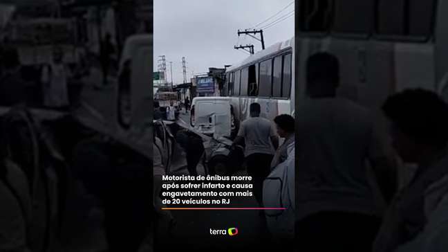 Motorista de ônibus sofre infarto e causa engavetamento com mais de 20 veículos no RJ #shorts